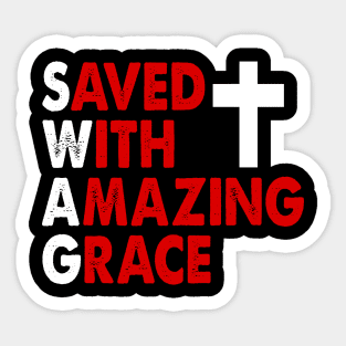 Christian SWAG Saved With Amazing Grace Graphic Design Sticker